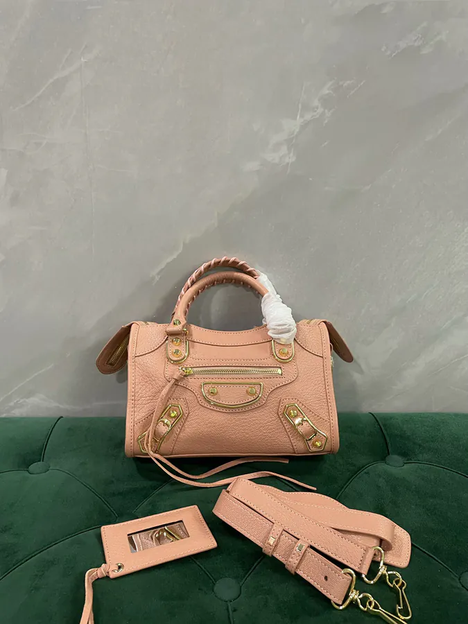 Mini City 24cm Bucket Bag with Gold Trim and Fringe Detail
