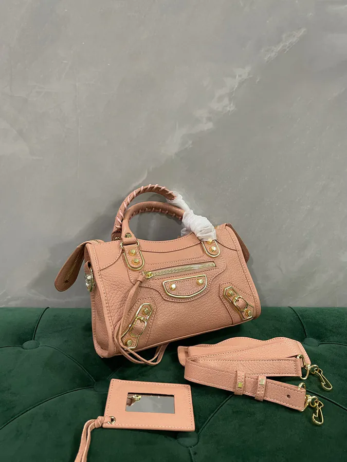 Mini City 24cm Bucket Bag with Gold Trim and Fringe Detail