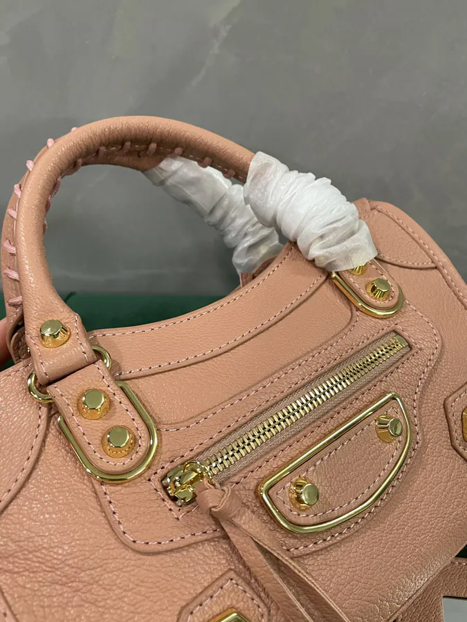Mini City 24cm Bucket Bag with Gold Trim and Fringe Detail