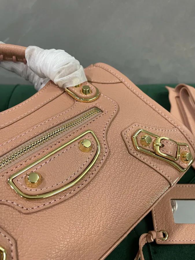 Mini City 24cm Bucket Bag with Gold Trim and Fringe Detail