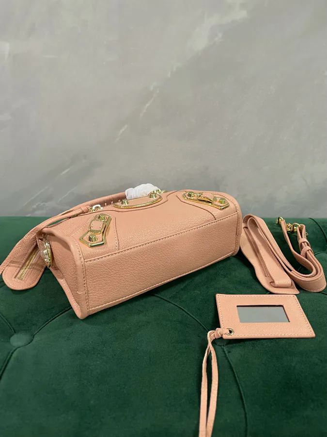 Mini City 24cm Bucket Bag with Gold Trim and Fringe Detail