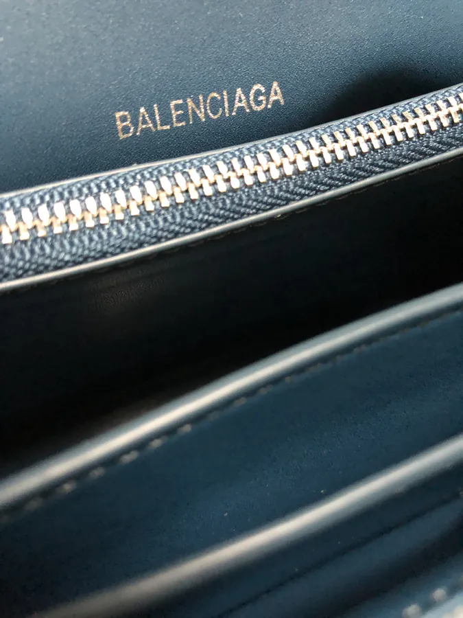 BaleNCIAG Crush Small Calfskin Silver Buckle Chain Bag