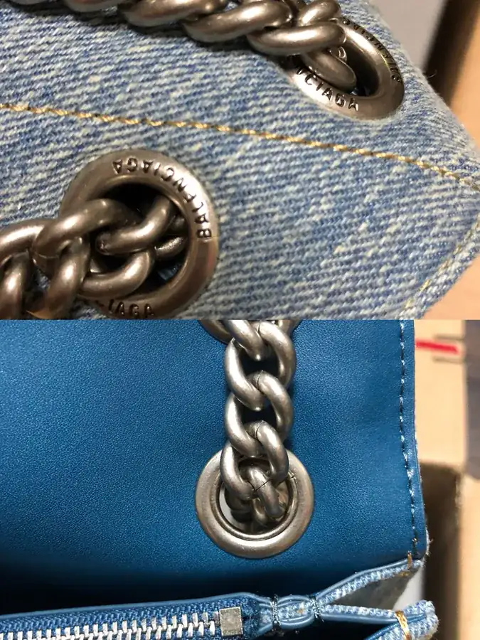 BaleNCIAG Crush Small Calfskin Silver Buckle Chain Bag
