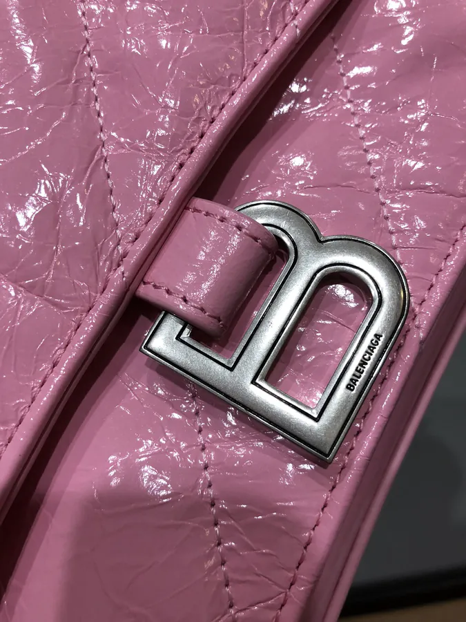 BaleNCIAG Crush Pink Silver Buckle Bucket Bag