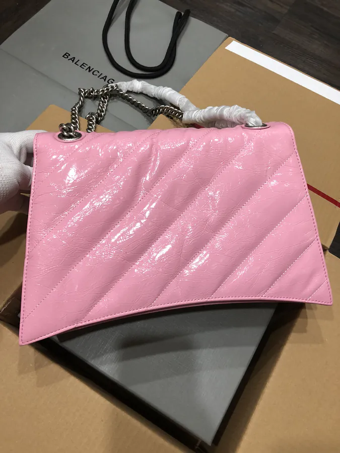 BaleNCIAG Crush Pink Silver Buckle Bucket Bag