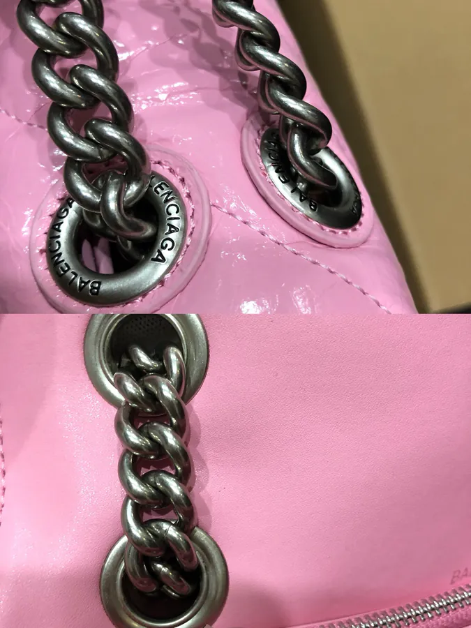 BaleNCIAG Crush Pink Silver Buckle Bucket Bag