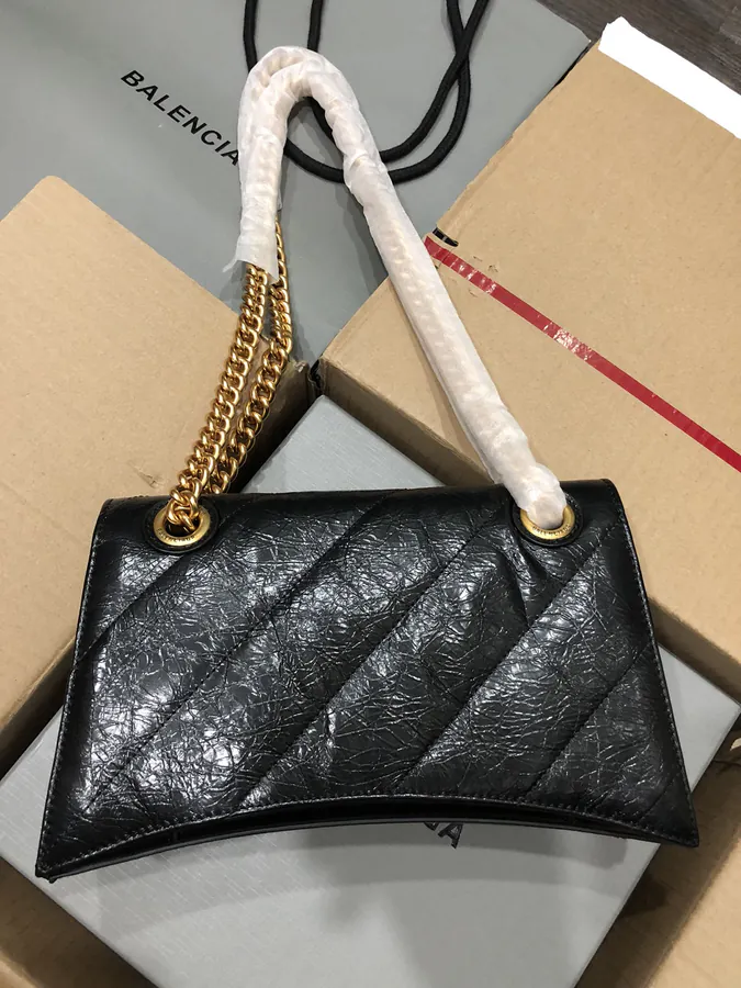 BaleNCIAG Crush Mini Black Flower Gold Clasp Bucket Bag