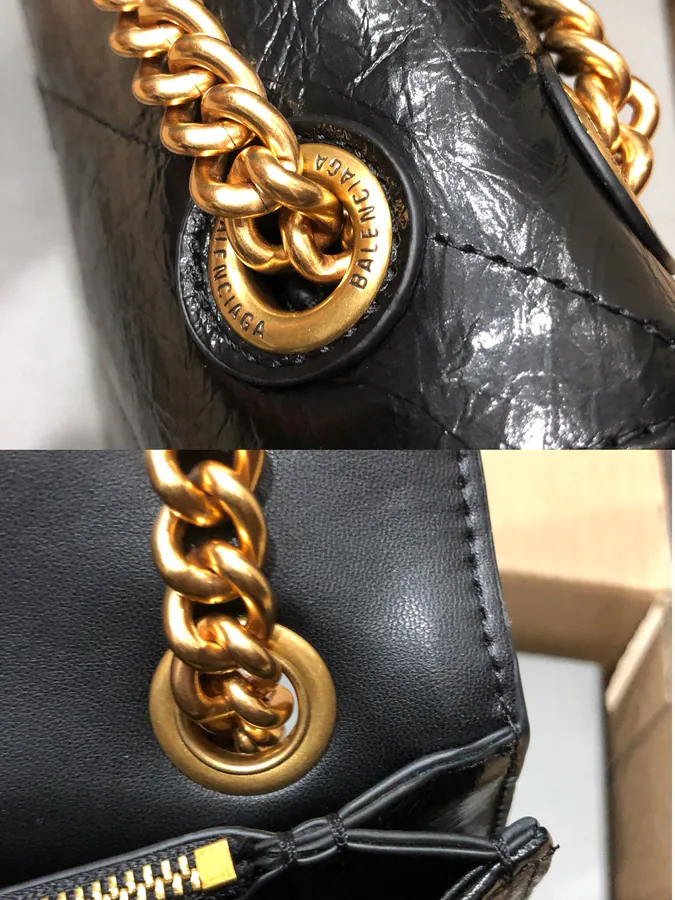 BaleNCIAG Crush Mini Black Flower Gold Clasp Bucket Bag