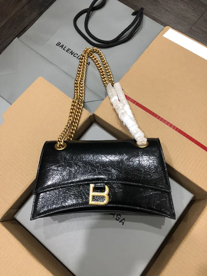 BaleNCIAG Crush Mini Black Smooth Leather Clutch
