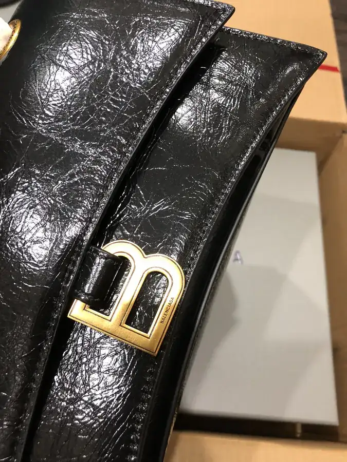 BaleNCIAG Crush Mini Black Smooth Leather Clutch