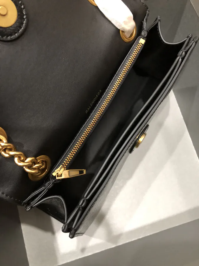 BaleNCIAG Crush Mini Black Smooth Leather Clutch