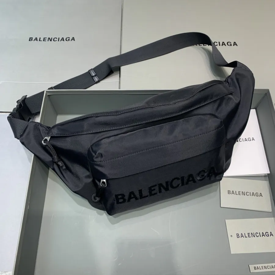 Parisian Balen Wheel Logo Embroidered Waist Bag