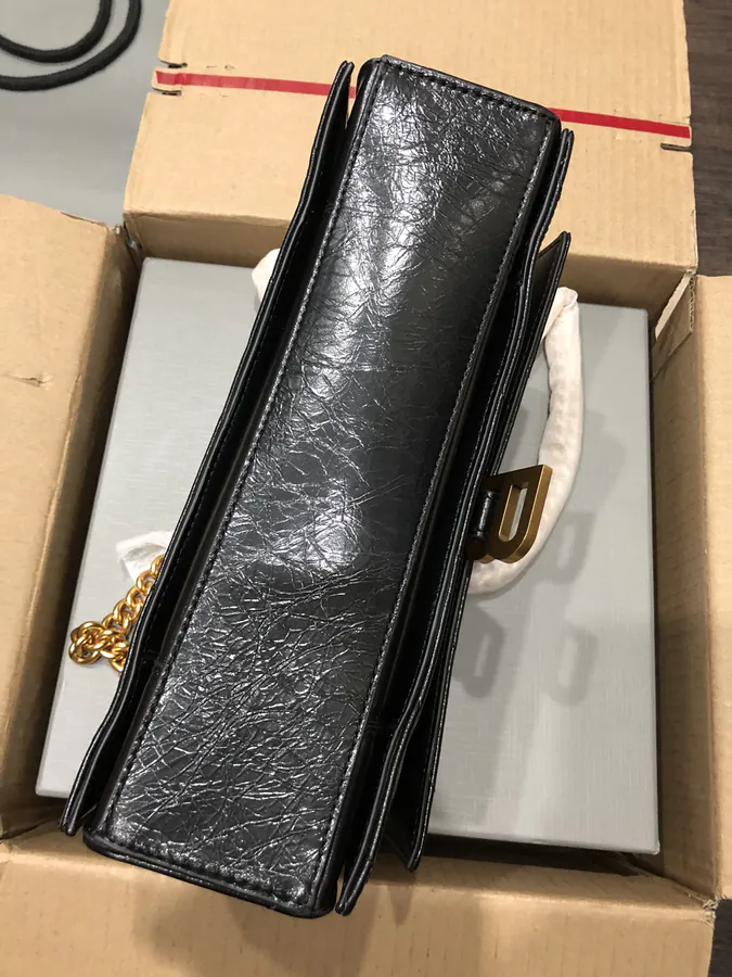 BaleNCIAG Crush Mini Black Flower Embroidery Gold Clasps Bucket Bag