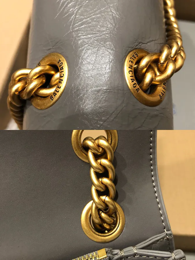 BaleNCIAG Crush Sand漏 Chain Bag Medium Size