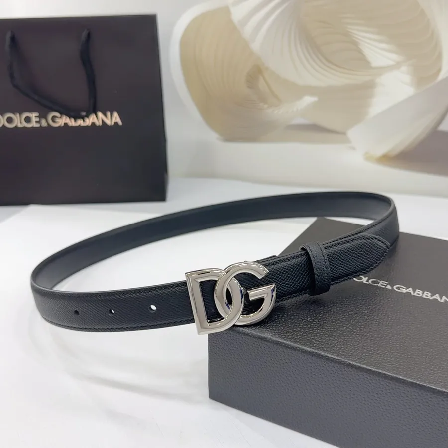 D&G Belt in 2.5cm Width, Full Grain Leather