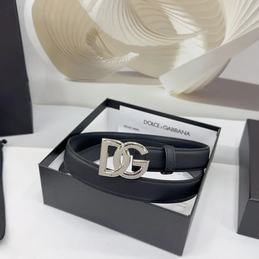 D&G Belt in 2.5cm Width, Full Grain Leather