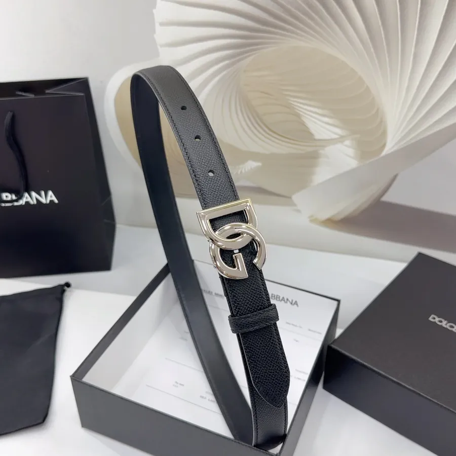 D&G Belt in 2.5cm Width, Full Grain Leather
