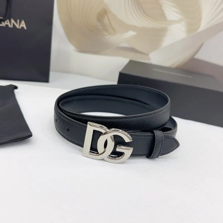 D&G Belt in 2.5cm Width, Full Grain Leather