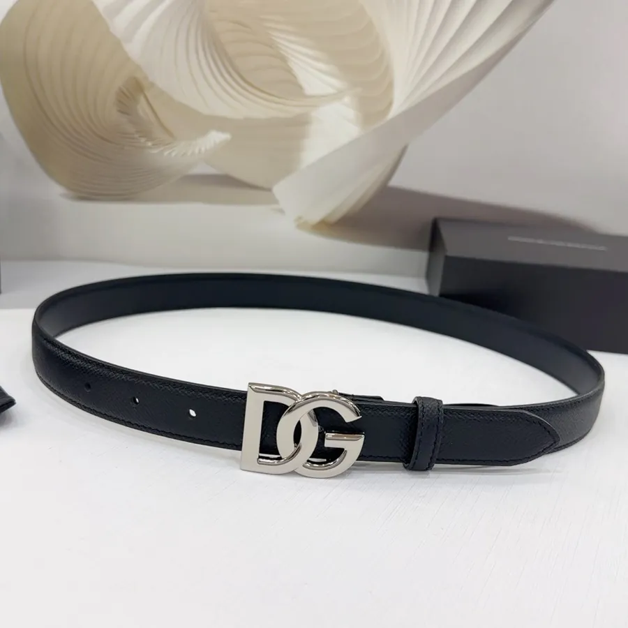 D&G Belt in 2.5cm Width, Full Grain Leather