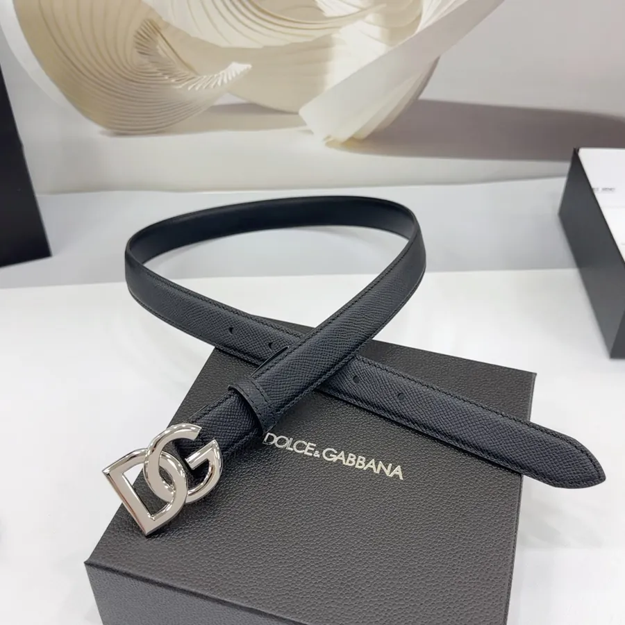 D&G Belt in 2.5cm Width, Full Grain Leather