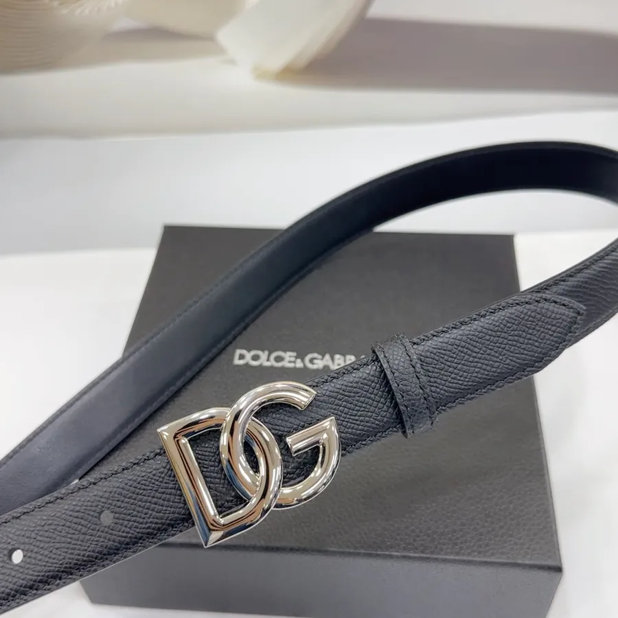 D&G Belt in 2.5cm Width, Full Grain Leather