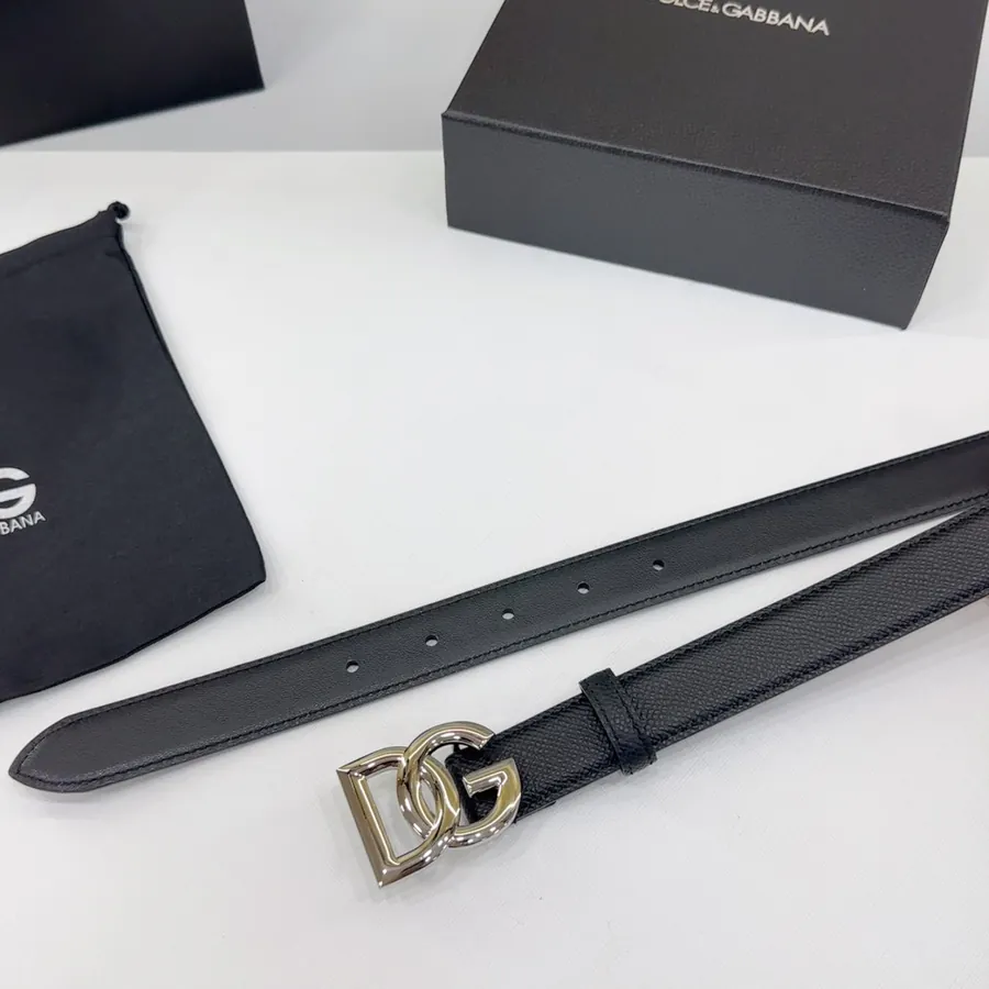 D&G Belt in 2.5cm Width, Full Grain Leather