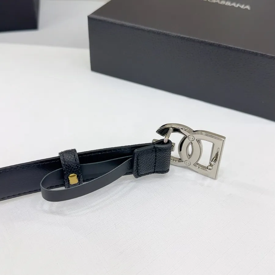 D&G Belt in 2.5cm Width, Full Grain Leather