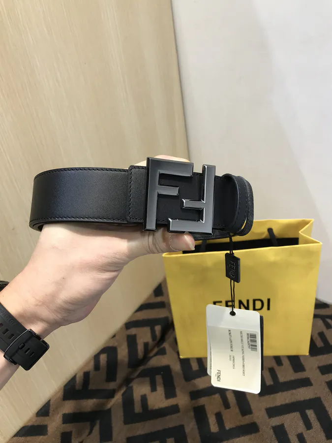 F D Signature Belt with Grained Calfskin and Monogram