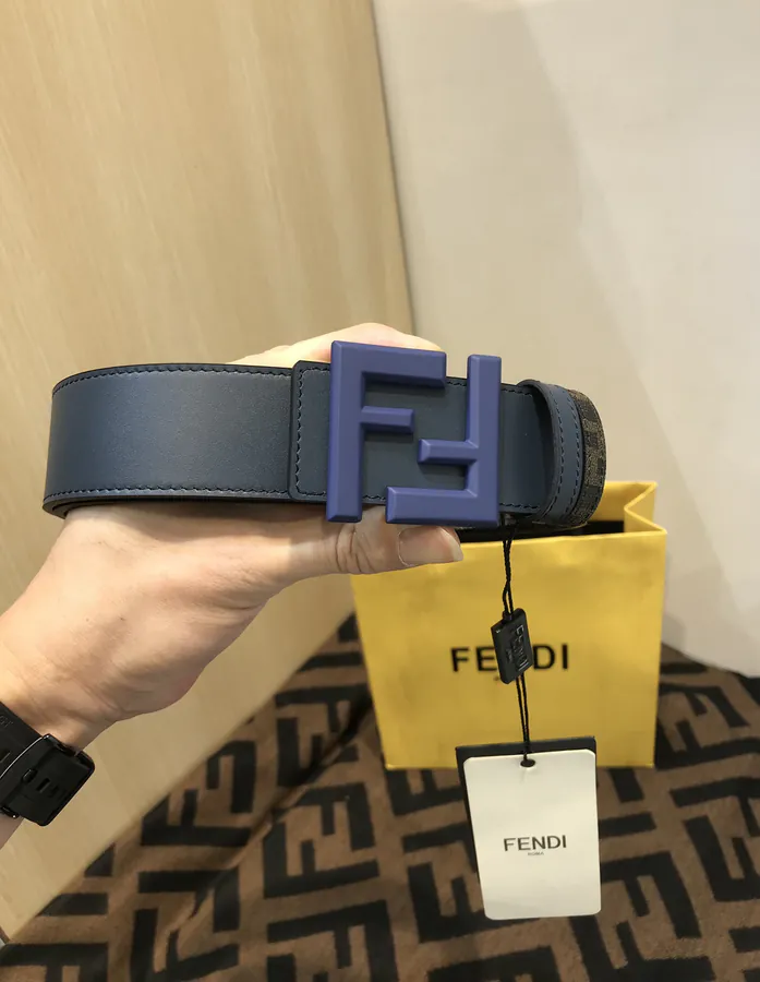 F D Signature Belt with Grained Calfskin and Monogram