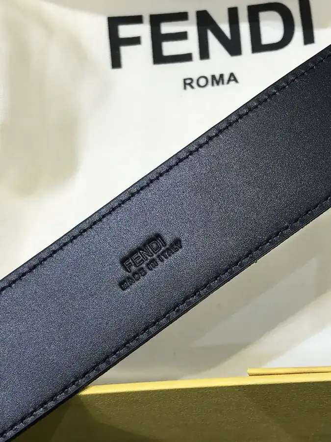 FD Leather Belt with Hole Pin, Signature F Logo, Grained Calfskin