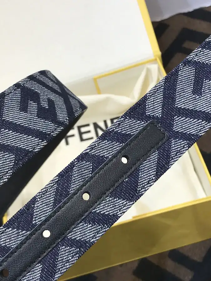 FD Signature Belt in Grained Calfskin with NFT Letter Clasp