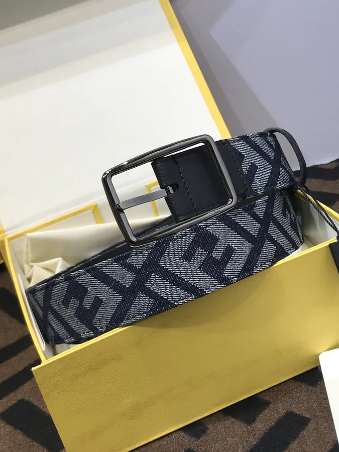 FD Signature Belt in Grained Calfskin with NFT Letter Clasp