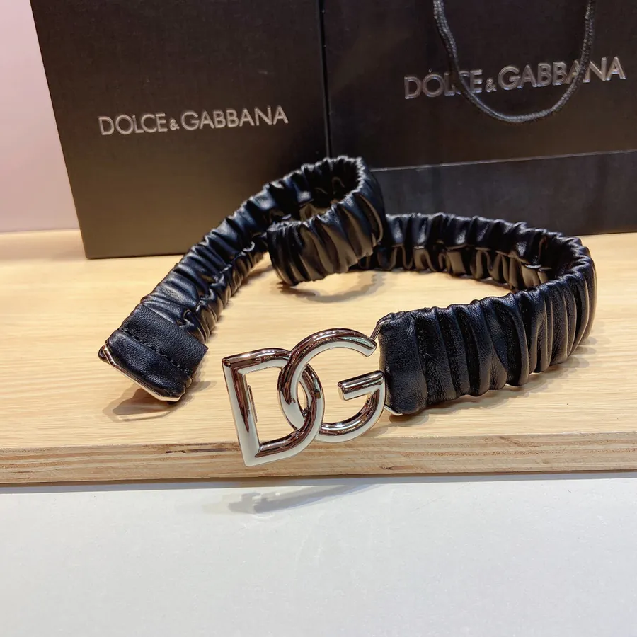 D&G Baner Top Grain Sheepskin Elastic Belt with Premium Brass Buckle