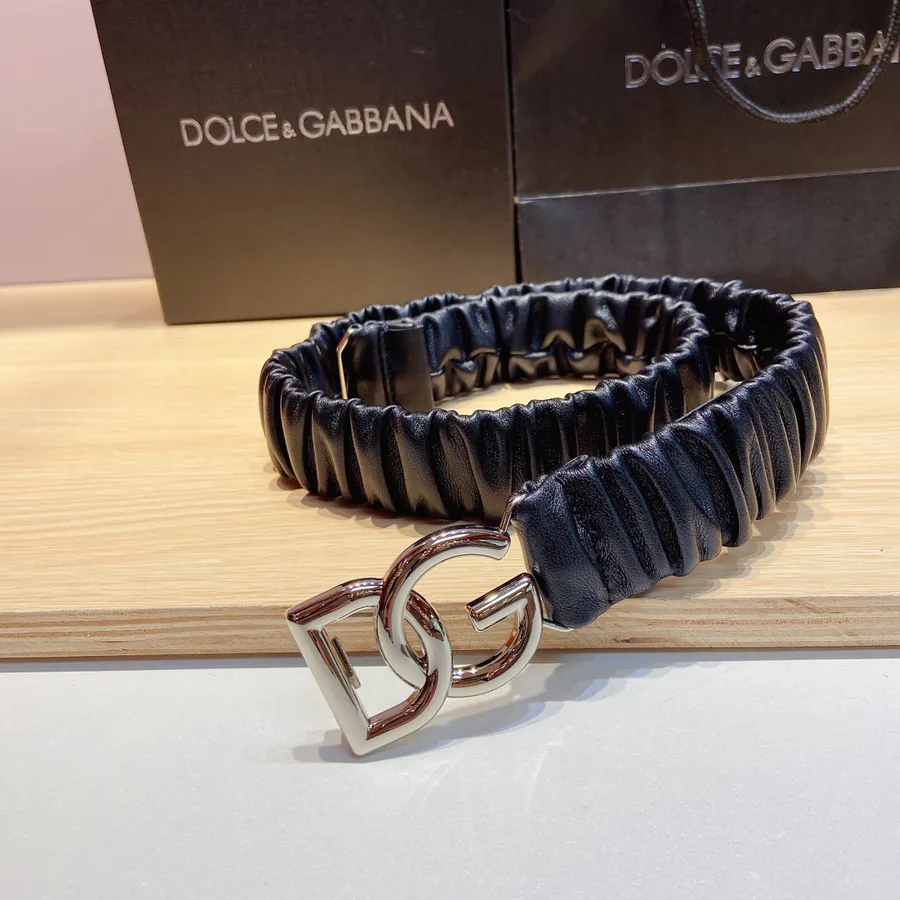 D&G Baner Top Grain Sheepskin Elastic Belt with Premium Brass Buckle