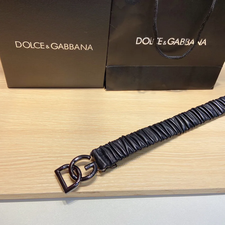 D&G Baner Top Grain Sheepskin Elastic Belt with Premium Brass Buckle
