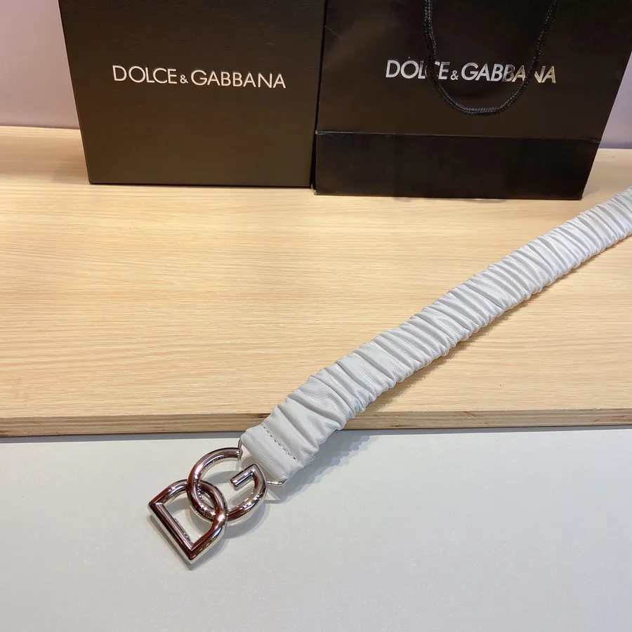D&G Baner Top Grain Sheepskin Elastic Belt with Premium Brass Buckle