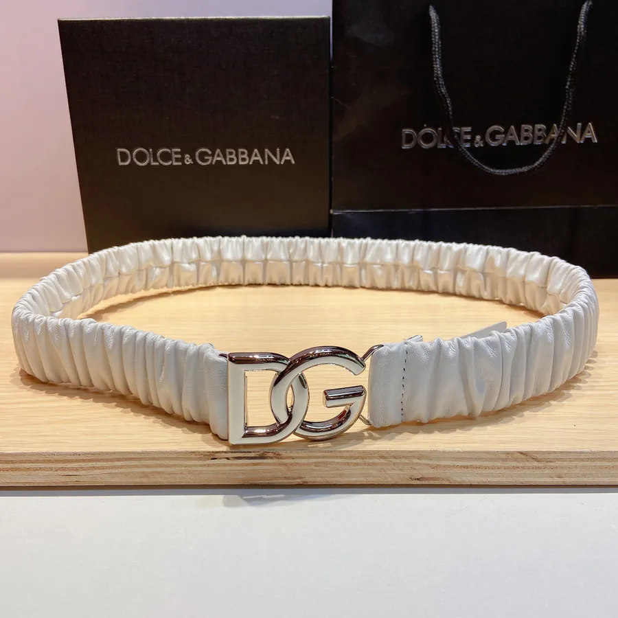 D&G Baner Top Grain Sheepskin Elastic Belt with Premium Brass Buckle