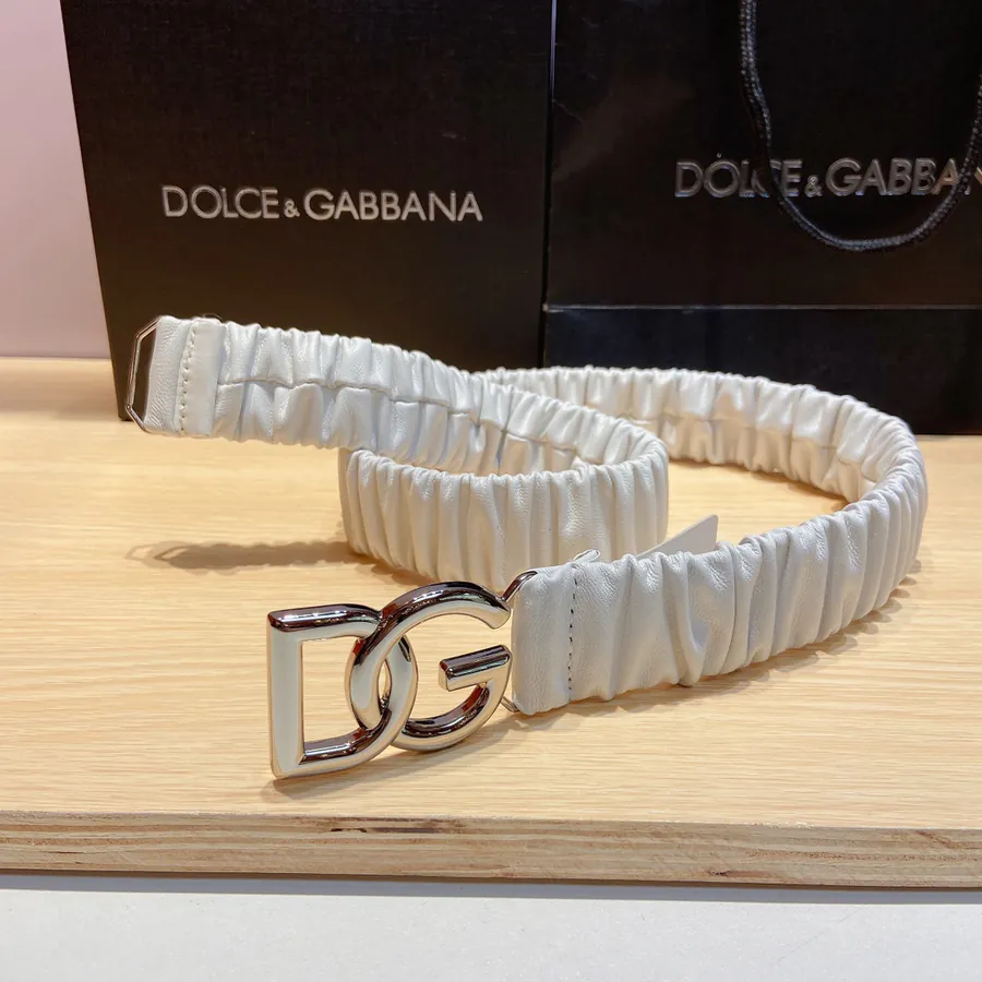 D&G Baner Top Grain Sheepskin Elastic Belt with Premium Brass Buckle
