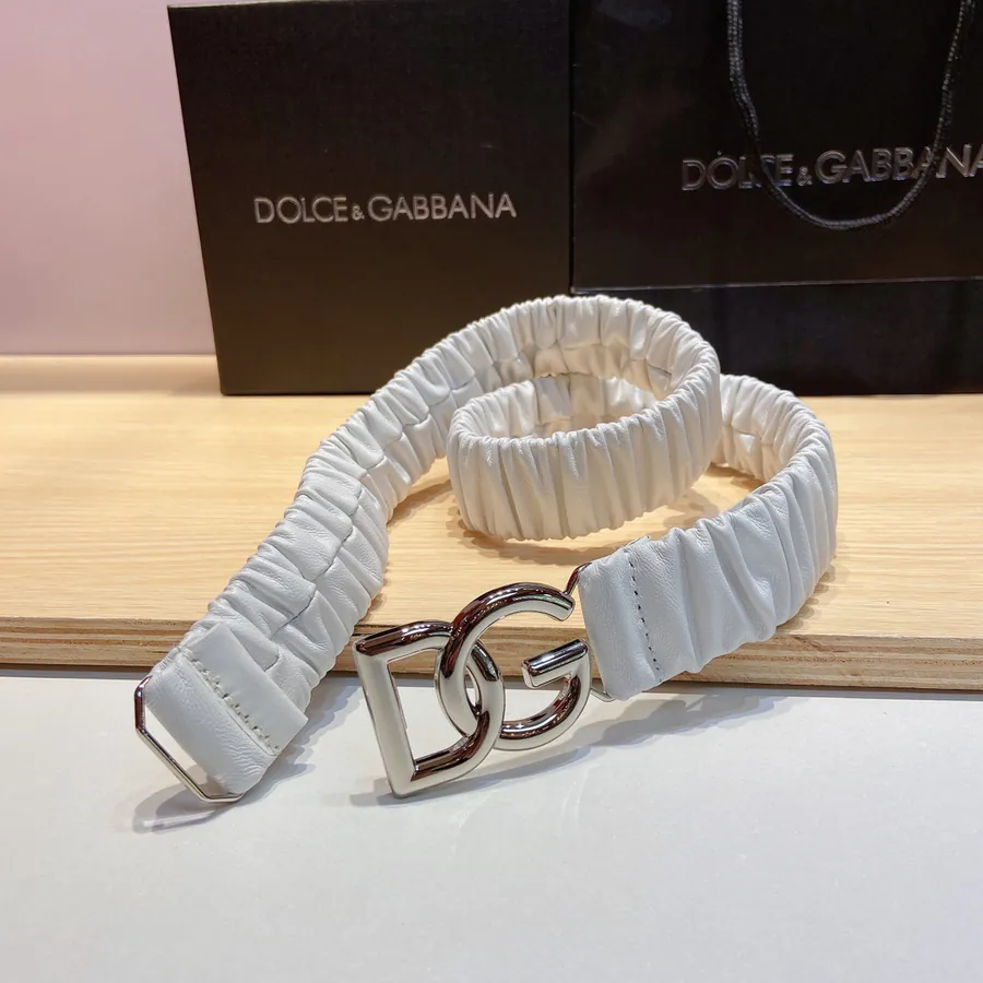 D&G Baner Top Grain Sheepskin Elastic Belt with Premium Brass Buckle