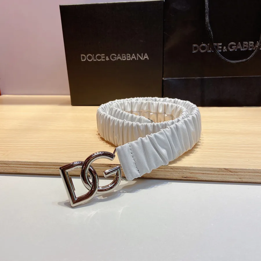 D&G Baner Top Grain Sheepskin Elastic Belt with Premium Brass Buckle