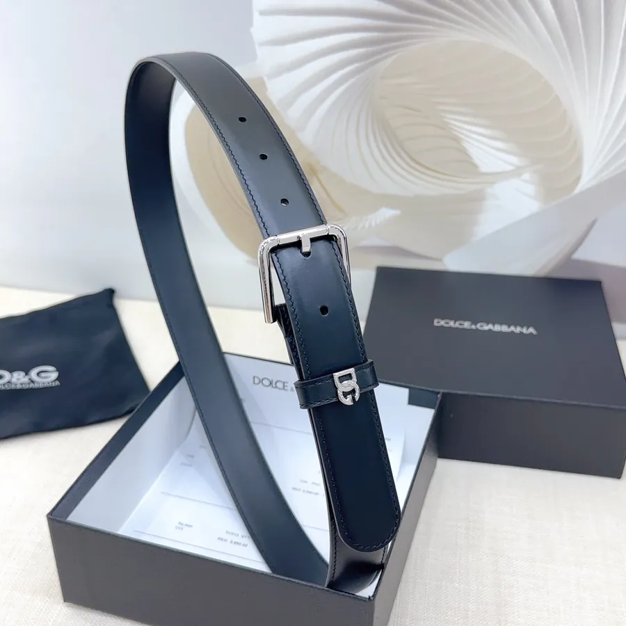 D&G Belt in 3.0cm Width, Genuine Leather