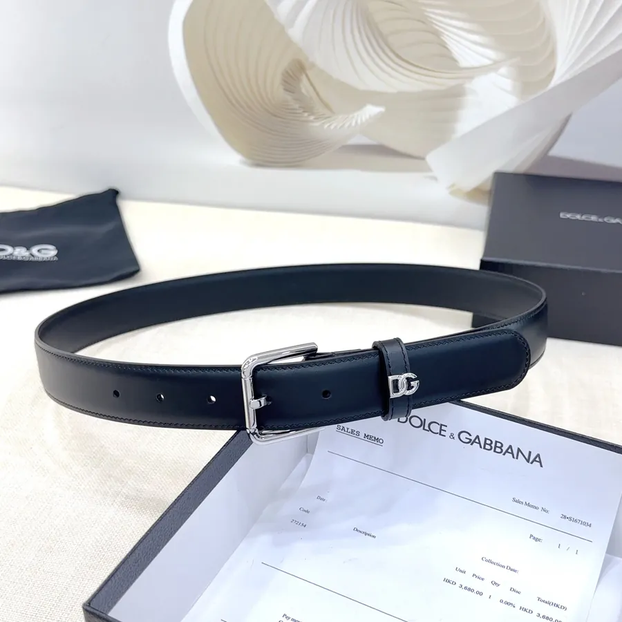 D&G Belt in 3.0cm Width, Genuine Leather