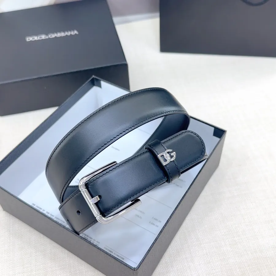 D&G Belt in 3.0cm Width, Genuine Leather