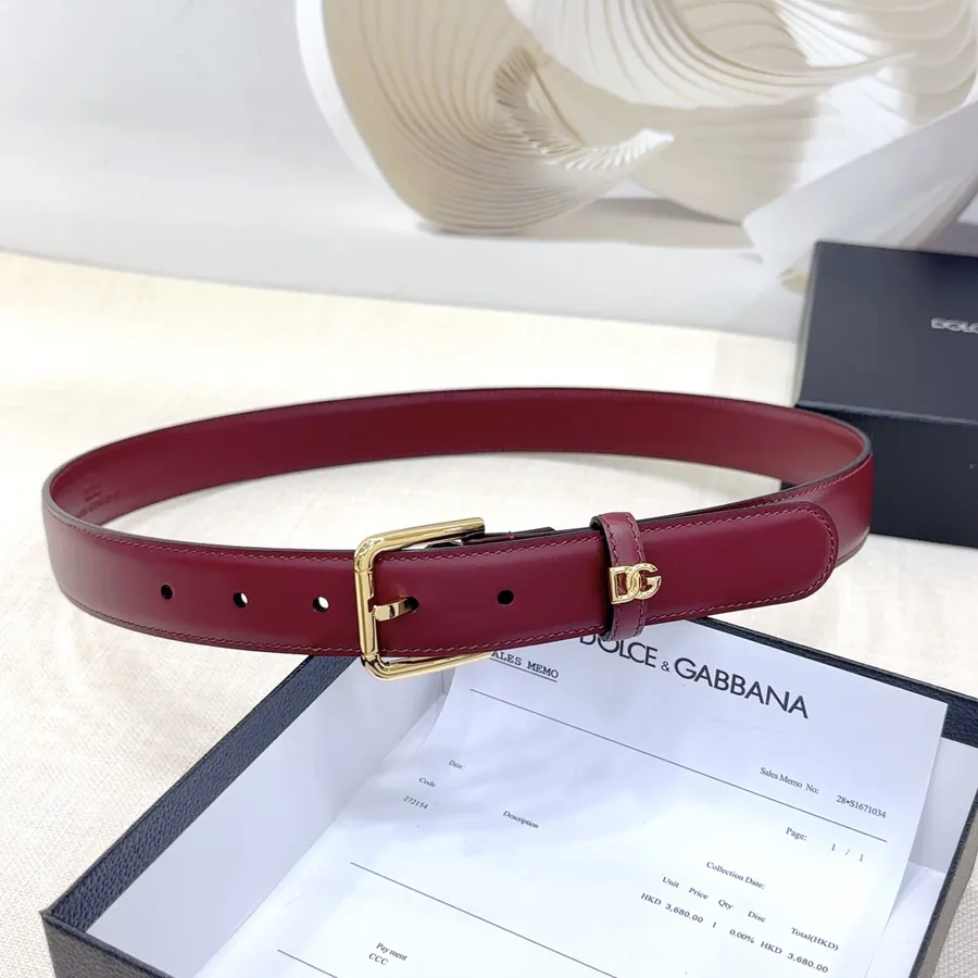 D&G Belt in 3.0cm Width, Genuine Leather