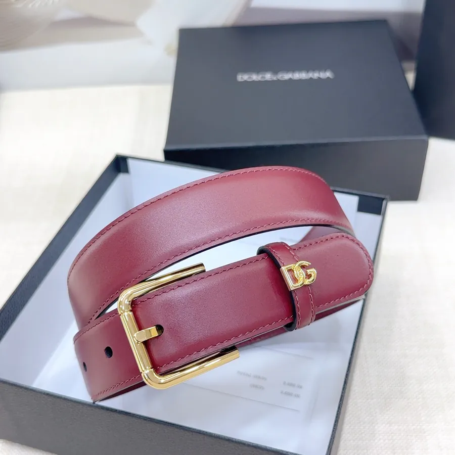 D&G Belt in 3.0cm Width, Genuine Leather