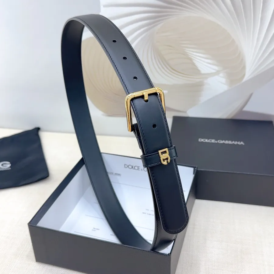 D&G Belt in 3.0cm Width, Genuine Leather