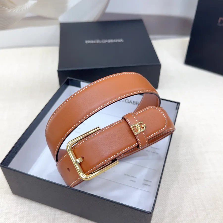 D&G Belt in 3.0cm Width, Premium Full Grain Leather