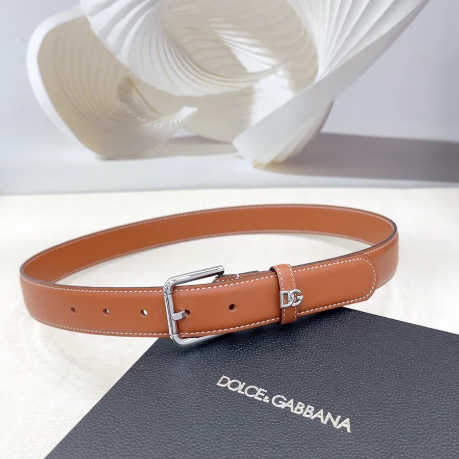 D&G Belt in 3.0cm Width, Genuine Leather