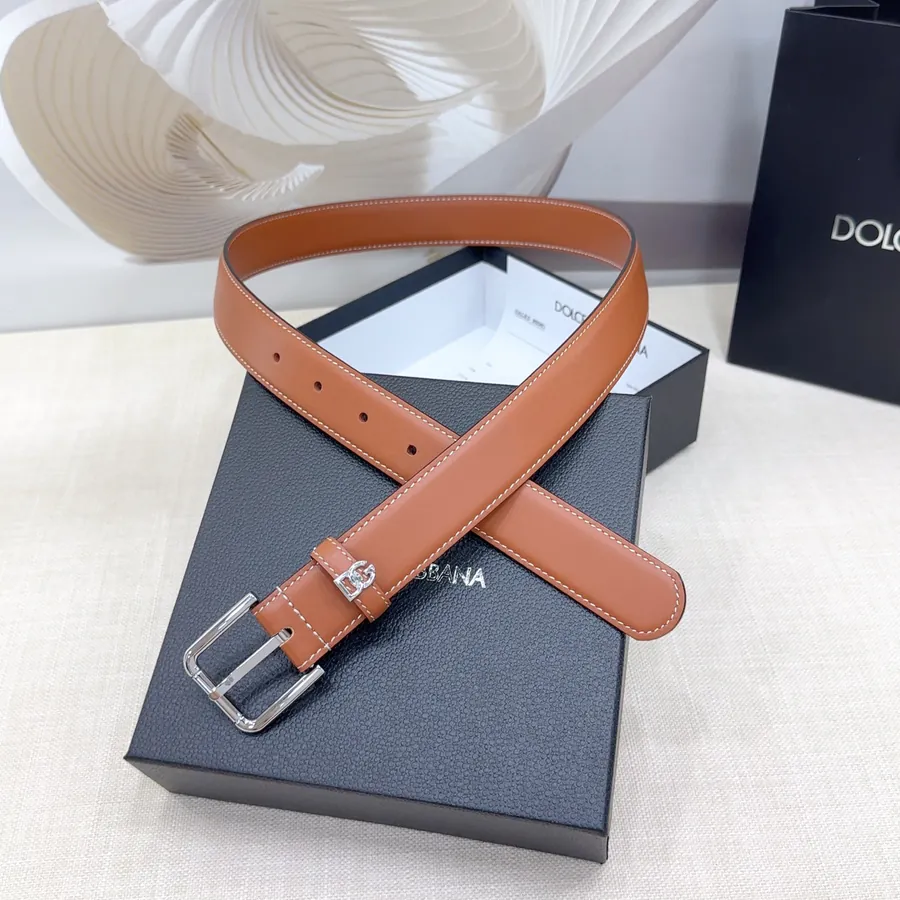 D&G Belt in 3.0cm Width, Genuine Leather