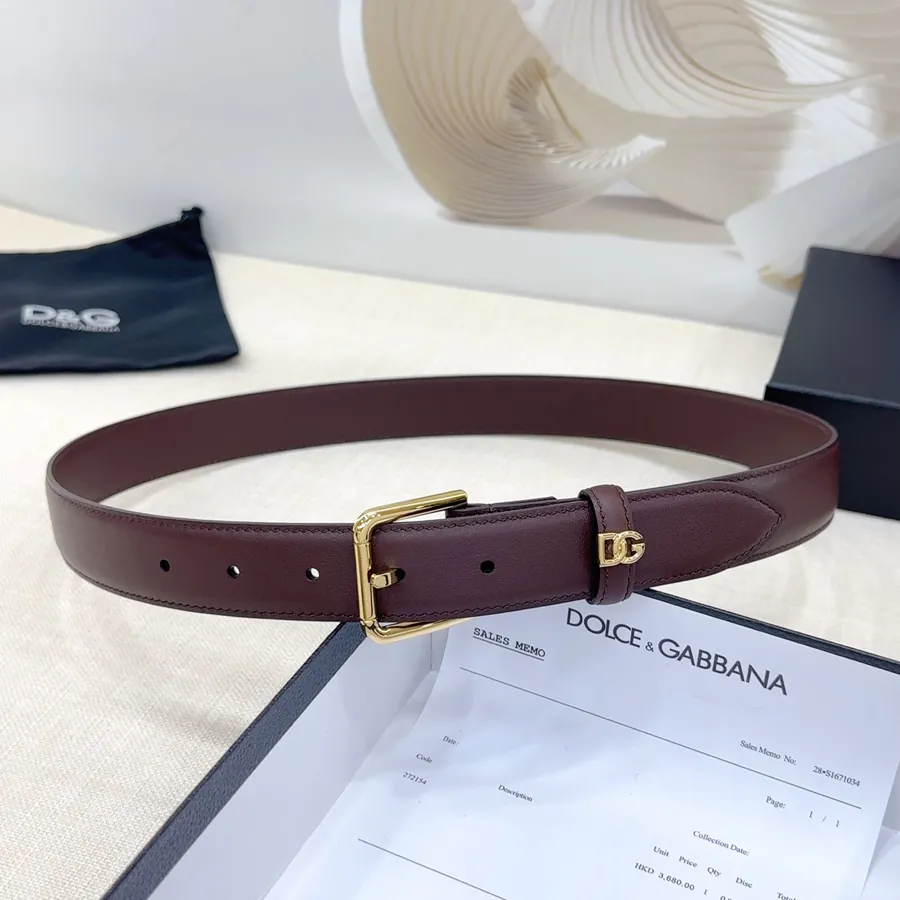 D&G Belt in 3.0cm Width, Premium Full Grain Leather